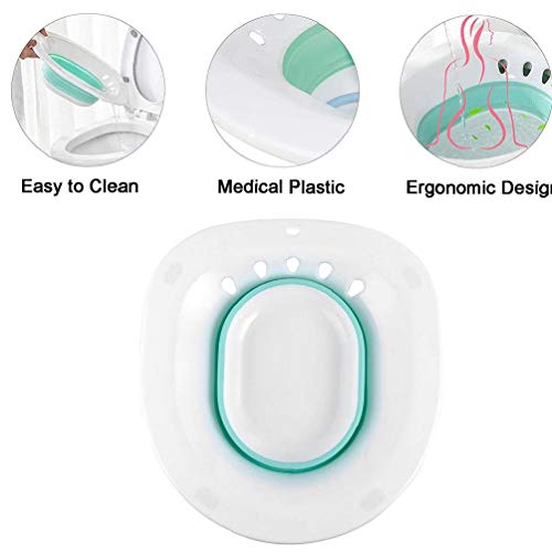 Sitz Bad Opvouwbare Draagbare Sitz Bad Wastafel voor Toilet voor aambeien Zwangere Vrouwen Perineale Episiotomie Blauw - Image 6