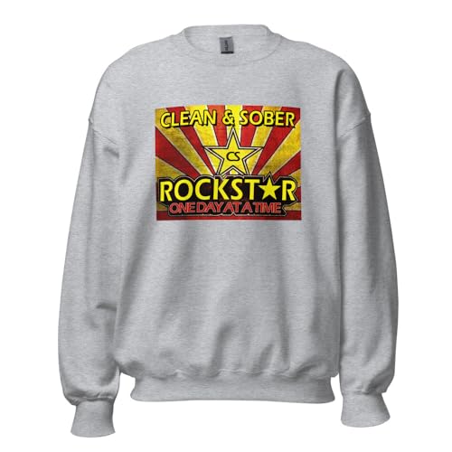 Rockstar Clean & Sober One Day at a Time AA NA Al-Anon Recovery Sobriety long-sleeve Rehab gift sweatshirt