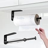 KOVOSCH Upgrade Under Cabinet Paper Towel Holder, Single Hand Operable Stainless Steel Paper Towel H