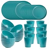 LIYH 48 Pcs Green Wheat Straw Plates and Bowls set...