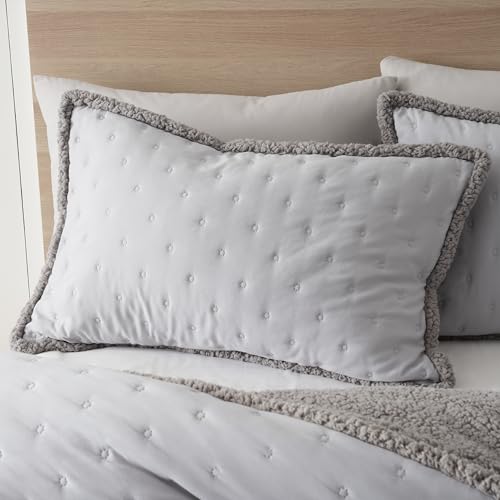 Catherine Lansfield Cosy Nori Soft Sherpa King Duvet Cover Set with Pillowcases, Silver - Image 2