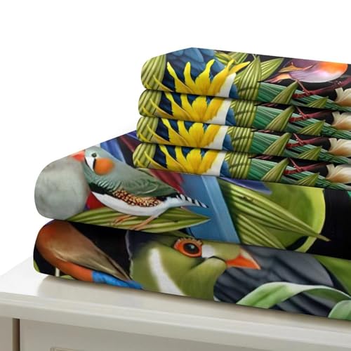 Linge de Lit Oiseaux Exotiques au Design 3D Imprimé Haute Définition - 7