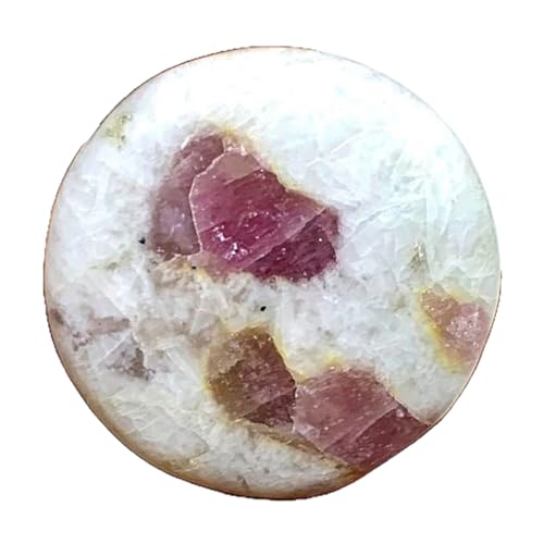 Quartz tourmaline rose rond 22x5mm pour faire un pendentif en pierre naturelle