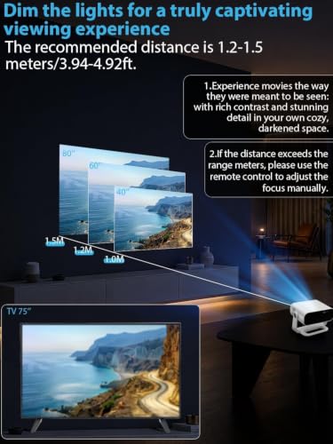 Image of Wielio 2026 Smart Projector Android 14 /TV with WiFi 6 and Bluetooth 5.0 Built in 1000+ Apps 210 ANSI Portable Bedroom Mini Movie Projector Auto Keystone & Zoom-black-and-white