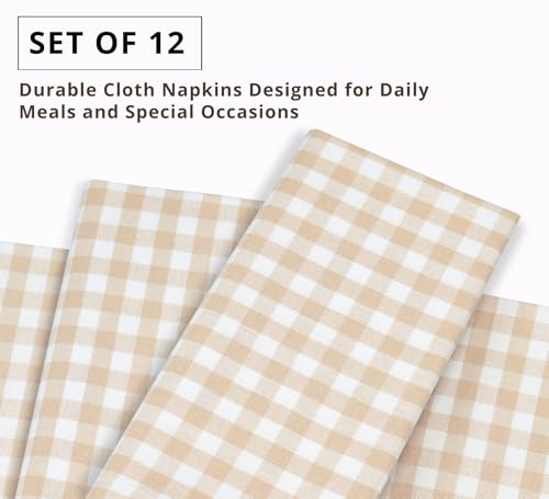 PurpleEssences Mini Gingham Check Napkin Cotton 18x18 in - Beige White by PurpleEssences - Used condition - Image 6