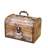 Zeroupshop Caja de almacenamiento de joyería de madera, con asa, de madera maciza para organizador de anillos, para tocador para mesita de noche, elegante funda de decoración marrón, para viajes, 15,5