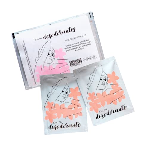 10 uds Toallita Desodorante Monodosis, con Mineral de Alumbre Antitranspirante | Axilas y Cuerpo, Absorbe Olor Sudor | Neutro Unisex, Secado rápido, Antimanchas, Compacto Viaje