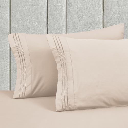 Image of Mocassi Luxury 4-Piece Sheet Set, Ultra Soft 1800 Premium Hotel Quality Microfiber Sheet Set, Fits Mattresses Up to 18 to 24 Inches Extra Deep Pocket - Breathable and Secure Fit, Twin XL, Cream