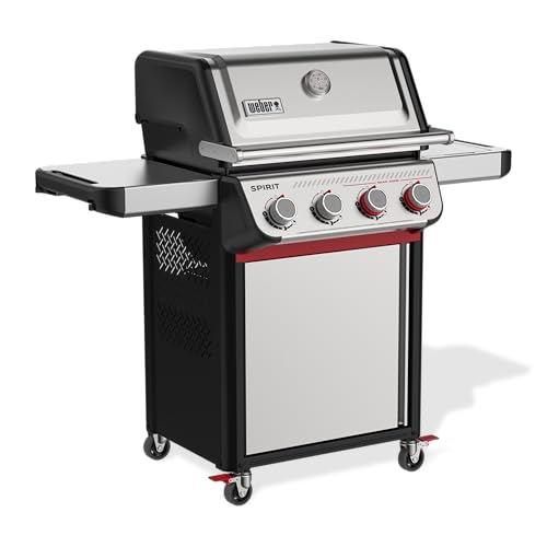 Image of Weber Spirit S‑425C Gas Grill (Liquid Propane) for Outdoor Cooking, 4 Burner - Stainless Steel with Porcelain-Enameled Cast-Iron Grates, 2 Boost Burners & Sear Zone
