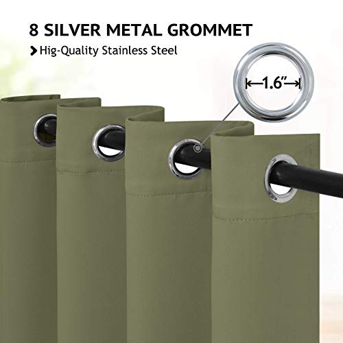 Image of COSVIYA Grommet Blackout Room Darkening Sage Curtains 72 inch Length | Thick Polyester Light Blocking Insulated Thermal Window Curtain Drapes for Bedroom /Living Room,52x72 inches,2 Panels