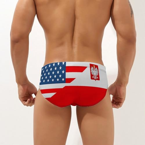 Polish American Flag Mens Swim Briefs Quick Dry Swimming Trunks Training Swimsuit Low Rise Swimwear2