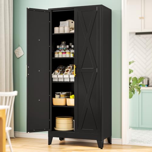 Image of PAOFIN 71 inch H Tall Kitchen Storage Cabinet with Doors