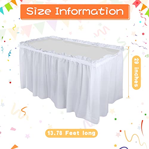 Tegeme 29 In X 14 Ft Plastic Disposable Table Skirt Pleated Tablecloth Wedding Party Table Cover Wrinkle Resistant Ruffled Polyester Deskskirt For Birthday Party Supply thumb #1