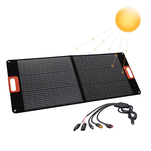 Panel solar plegable TX-206 de 100 W de Technaxx, Cargador solar monocristalino portátil para todas las fuentes de alimentación habituales con salidas USB-A/USB-C/XT60/DC7909/MC4/Anderson