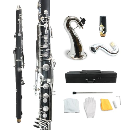 YoungMonic New Advanced Bass Clarinet Professional Grade Low E Bb Flat Synthetic Wood Clarinet Pro Level Easy Blow (Low E)
