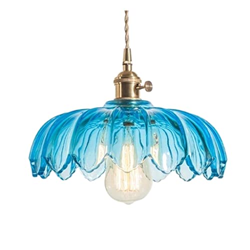 Chandelier de plafond en verre fleur rétro et finition laiton haut de gamme