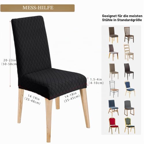 LANSHENG Stuhlhussen 6er Set, Waschbar Stuhlbezug Schwingstühle, Schwarz – Ansicht 5