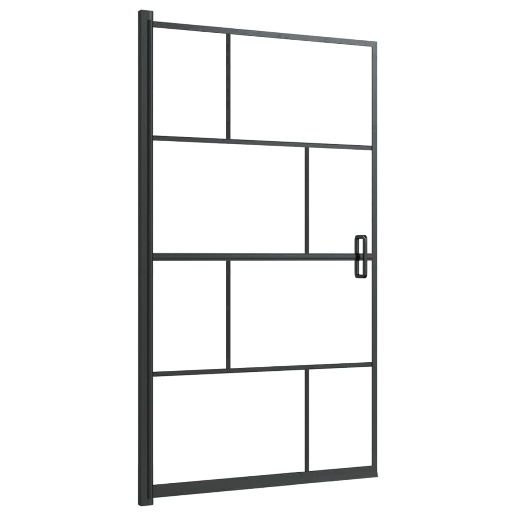 vidaXL Mampara de Ducha Puerta Cabina Baño Pared Cerramiento Partición Cubículo Apertura Central Seguridad Moderno ESG Negro 80x140 cm