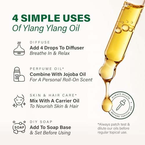 Image of 100% Pure Ylang Ylang Oil - 4 Fl Oz Ylang Ylang Essential Oil for Hair, Skin, Diffuser, Aromatherapy & DIY Soap Making Scent