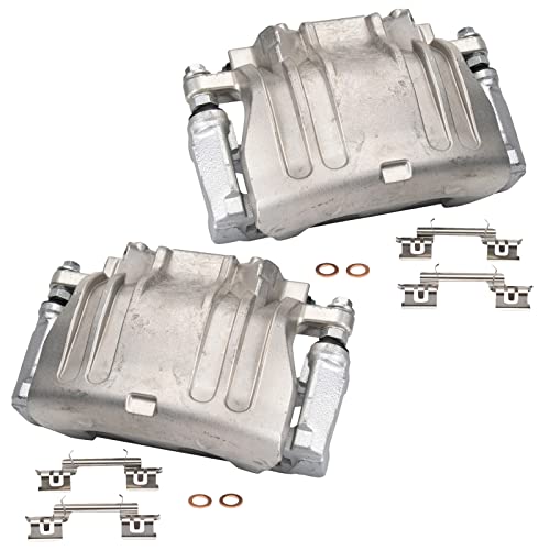 Image of TRQ Front Driver and Passenger Side Brake Caliper Set Caliper Brackets Compatible with 05-11 Chrysler 300 with Dual Piston Calipers without Brembo Brake Calipers