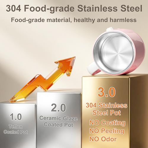 Dezin Hot Pot Electric, Rapid Noodles Cooker, Stainless Steel Electric Pot 1.6 Liter, Perfect for Ramen, Egg, Pasta, Dumpling, Soup, Porridge, Oatmeal with Temperature Control and Keep Warm Function