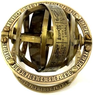 Nautical Brass Globe Engraved Armillary Sphere Astrolabe Maritime Table Top Globe For Home Office And Collectible Item