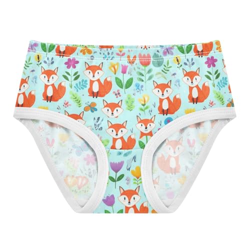 Joisal Colorful Toddlers Underwear Floral 2t Cotton Cute Panties Girl Cute Cartoon Foxes Blue Briefs Underpants