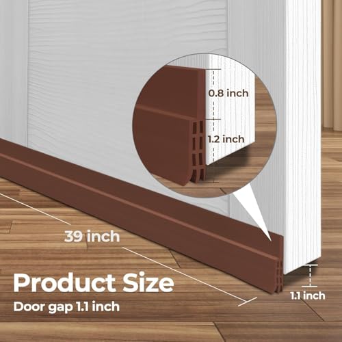 Image of Door Bottom Seal Strip, Adhesive Silicone Gap Seal Under Door Gap Filler, Air, Dust, Noise & Insect Protection Blocker Easy Install Flexible Weather Strip (Multi Color, 1 Meter)