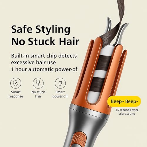 Image of Dratal Automatic Hair Curler, Rotating Curling Iron with 4 Heat Levels, Dual Voltage, Quick Heat Up & Safety Auto Shut-Off for Pro Hair Styling (Copper)