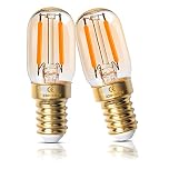 Luxvista 2W E14 LED Light Bulb Small Screw Ultra Warm White 2200K Dimmable SES E14 Filament Bulbs Vintage Amber Glass T22 Mini Tubular, Equivalent 15-20W, 2-Pack