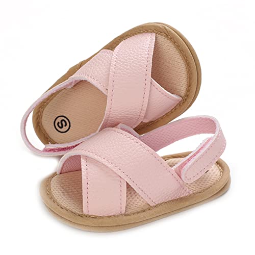 Sofmuo Unisex Baby Girls Sandals Premium Soft Anti-Slip Sole Infant Summer Outdoor Shoes Toddler First Walkers (A05/Pink,12-18 Months) #TOP25