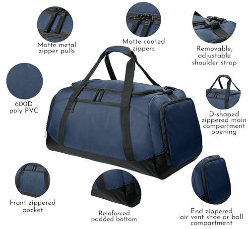 Personalized Large Sports Duffel Gym Bag for Women with Shoe Compartment, Durable Duffle Bag for Travel and Fitness, Spacious Storage, Adjustable Strap (Custom Upload, Navy)3