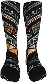 702 Unisex Work Socks Ethnic Zigzag Trainer Socks Classic Athletic Socks Nonslip Socks For Camping Climbing 50Cm