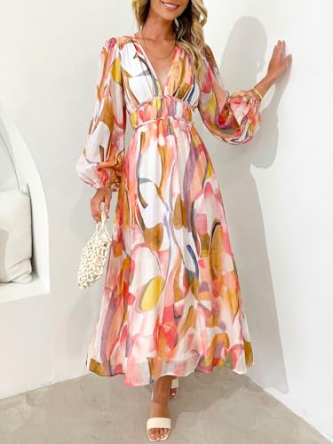 Image of Maxigerui Women's Long Sleeve Floral Maxi Dress 2026 Spring Summer Wedding Guest Dress