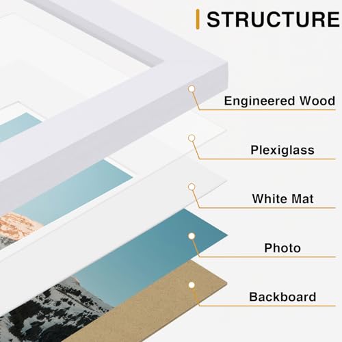 Image of Vittanly Picture Frames set of 7, Picture Frames Collage Wall Decor for Wall or Tabletop Display, Multi Sizes with 1Pcs 11x14, 2Pcs 8x10 and 4Pcs 5x7 Photo Frames, Gallery Wall Frame Set in White