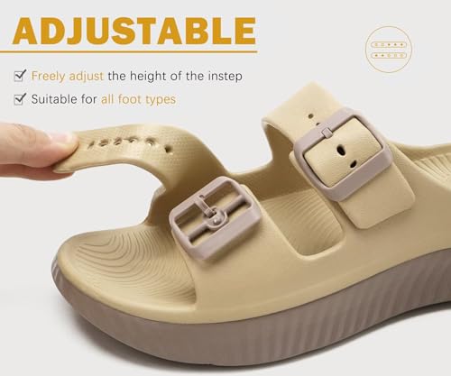 Image of KuaiLu Womens Recovery Sandals With Comfortable Plantar Fasciitis Arch Support, Orthotic Adjustable Thick Cushion Sport Slides Reduces Stress on Feet, Joints & Back Post-Exercise