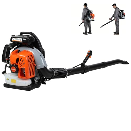 65 CC Gas Backpack Leaf Blower, 2 Stroke Engine Gas Powered Garden Blower with 200mph air Speed High-Velocity 700 CFM, for Effortless Yard Mastery All Year Round (Orange)
