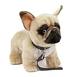 maschinenwaschbar bis 30°C Teddys Rothenburg Kuscheltier französische Bulldogge mit Leine beige 26 cm Plüschhund Stoffhund Plüschtier