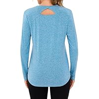 Wayleb Camiseta de Entrenamiento Mujer Manga Larga Cuello Redondo Top Deportivo Transpirable y Cómodo para Correr Yoga Gimnasio