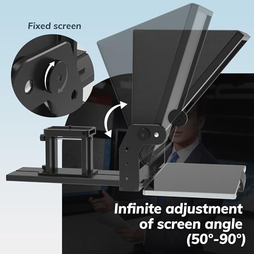 Image of 13-Inch Teleprompter with Remote Control & APP, HD Wide-Angle Beam Splitter Glass, Adjustable Height Design, Designed for DSLR & Mirrorless Camera Recording