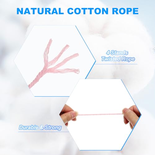 PATIKIL Cordão de macramê de 4 mm x 109 jardas, fio de macramê colorido de algodão macio, 4 fios tor