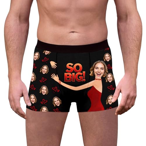 Calecon Personnalise Homme Cadeau Personnalisé Homme pour Valentin Et Anniversaire Nouveauté sur Mesure sous-Vêtements avec Drôles Visage Imprimé Photo Original Calecon De Sport