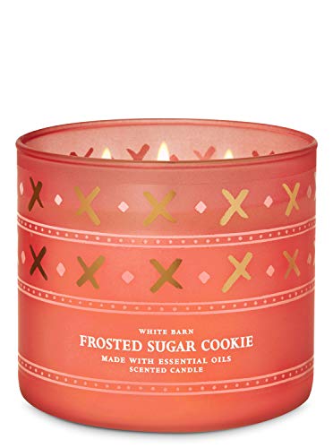 Bath and Body Works White Barn Frosted Sugar Cookie 3 Wick Candle 14.5 Ounce Orange Label