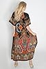 Miss Lavish London Long Kaftan Dress for Women - Summer Printed Plus Size Maxi Caftan, Beach Cover Up, Swimwear Coverup, Resort Wear, Lounge Party Dress, Hawaii Vacation Outfit- Black- 2XL #5