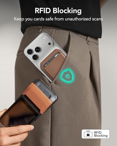 ESR for MagSafe Wallet, Phone Wallet with Adjustable Stand for iPhone 17/16/15/14/13/12 Series, Google Pixel 10,Not for iPhone 13/12 Mini, 5 Card Holder, Vegan Leather,Brown