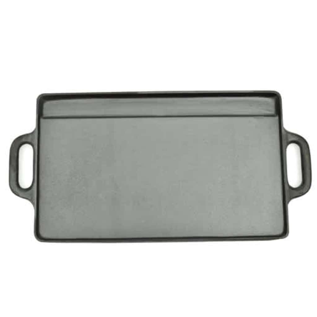 Żeliwna płyta grillowa, zestaw 2 sztuk, 46 x 23 cm, dwustronna płyta grillowa do mięsa, ryb, warzyw