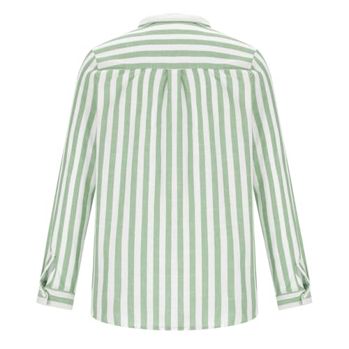 Mens Long Sleeve Shirts Casual Button Down Fashion Stripe Print Tops Loose Fit Lapel Blouse Shirt with Pocket3