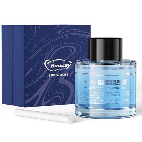 Haucey特製フレグランスリフィル 50ML | フランス産ホワイトムスク | 天然植物エキス配合で長持ちする消臭効果、優雅な香りで車内をラグジュアリーな空間に | JK-572など、さまざまな超音波霧化器に対応 | 車用ディフューザー芳香剤 Car F