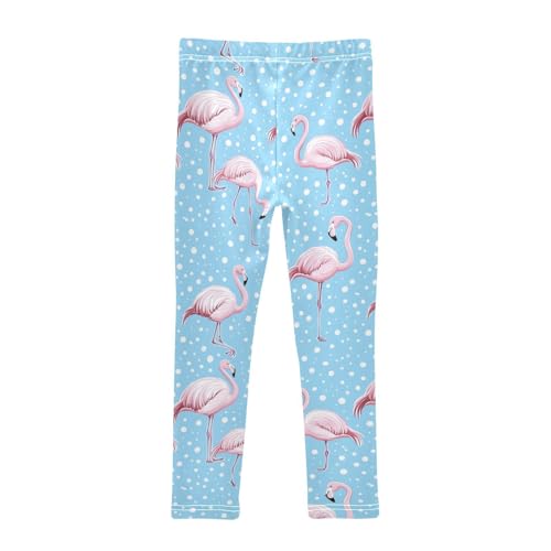 Flamingo Cute Girls' Leggings Toddler Doodles Cartoon Blue Kids Yoga Pants Dance Active Tights 4T2