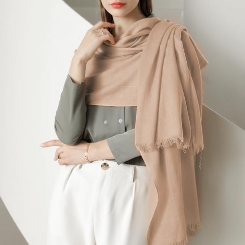 yueton 1PCS Imitation Cotton Long Scarf Faux Linen Scarf Sunscreen Long Scarf Shawl Large Soft Towel for Women Clothing Matching4